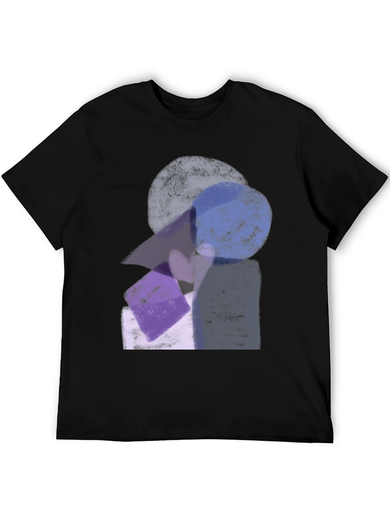 Abstract Geometric Print Black Crew Neck T-Shirt