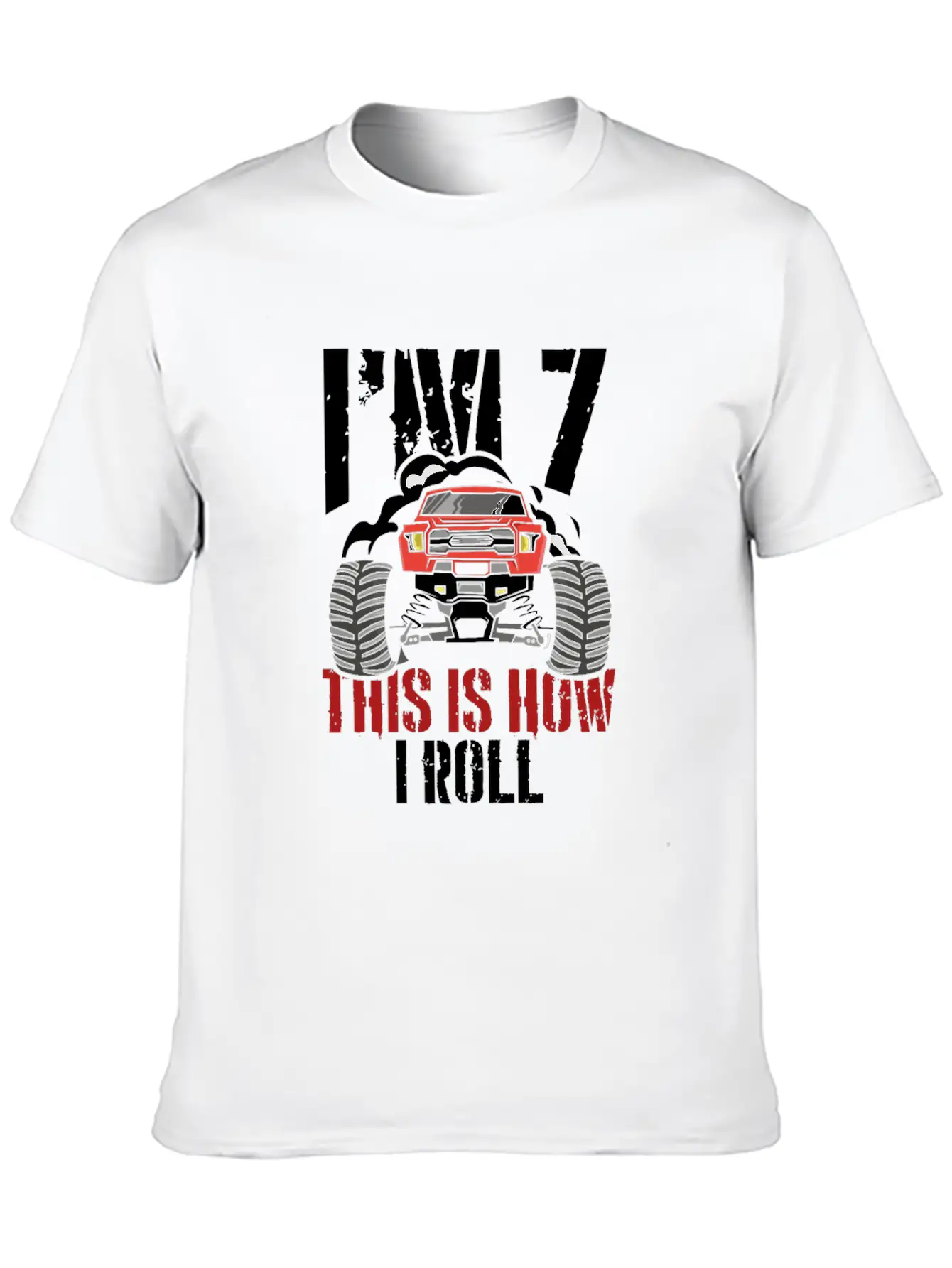 I'm 7 This Is How I Roll 7 Year Old Truck Racer Stylish Everyday T-Shirt – Unisex Basic Cotton Tee