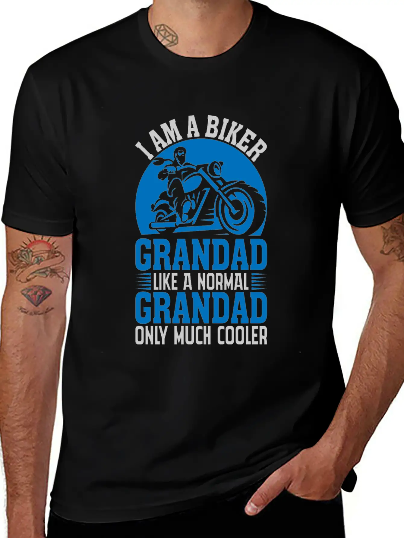 I'M A BIKER GRANDAD LIKE A NORMAL GRANDAD Classic Cotton Tee – Unisex Comfort For Any Season