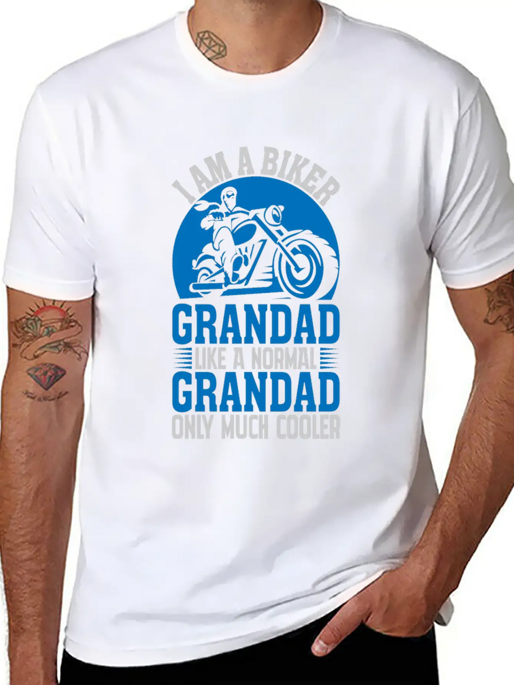 I'M A BIKER GRANDAD LIKE A NORMAL GRANDAD Classic Cotton Tee – Unisex Comfort For Any Season