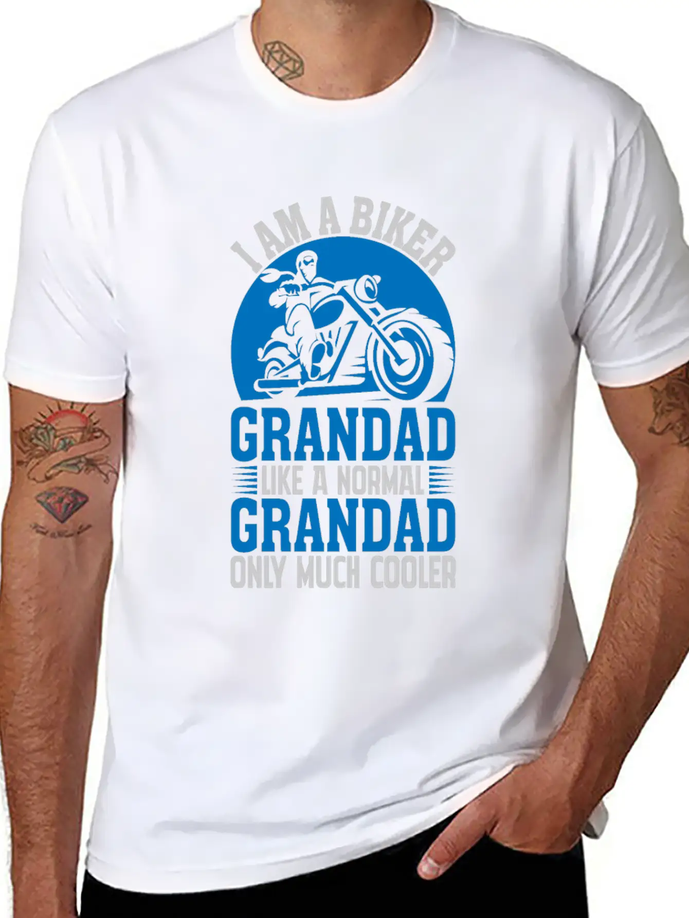 I'M A BIKER GRANDAD LIKE A NORMAL GRANDAD Classic Cotton Tee – Unisex Comfort For Any Season