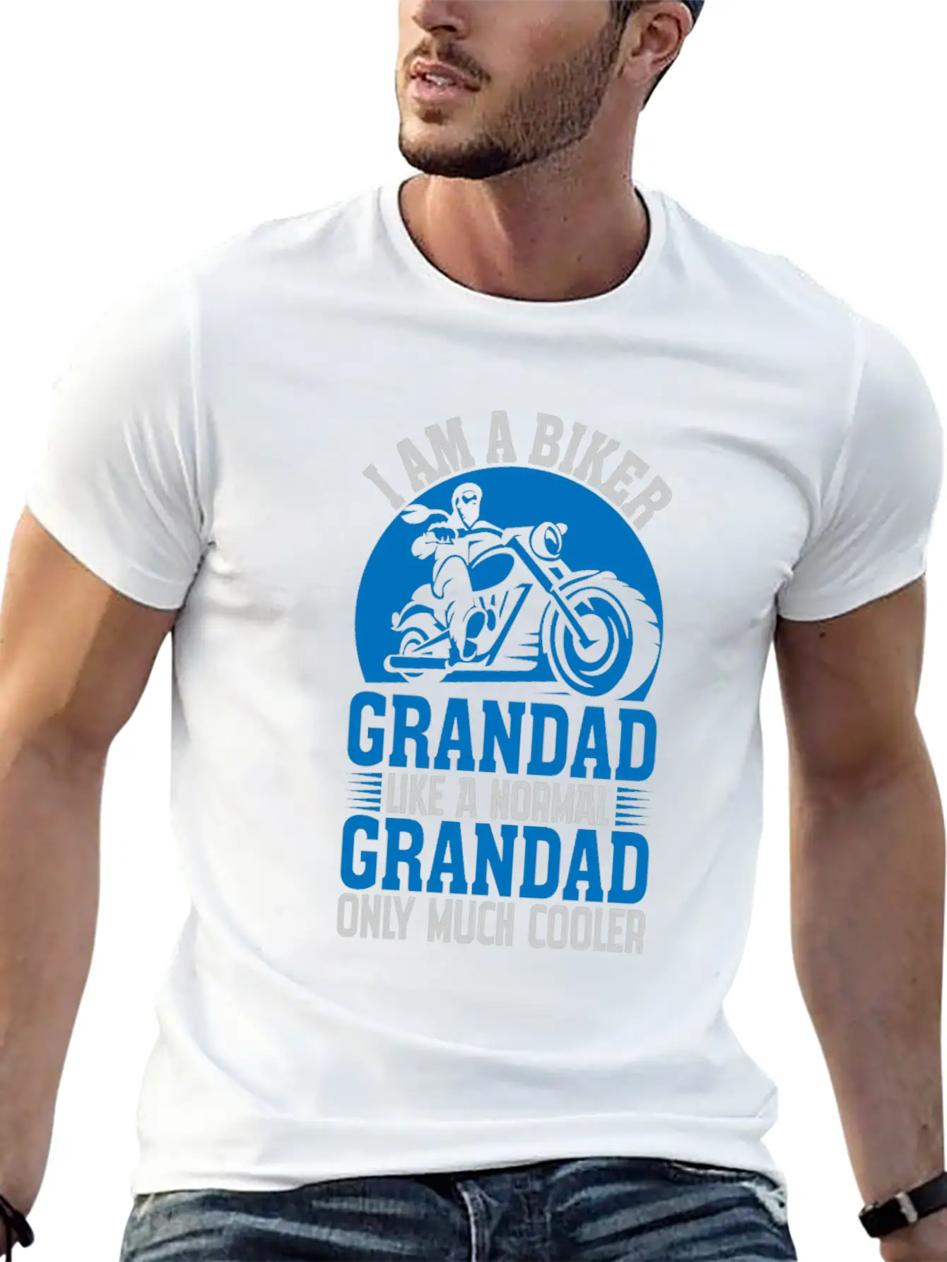 I'M A BIKER GRANDAD LIKE A NORMAL GRANDAD Classic Cotton Tee – Unisex Comfort For Any Season