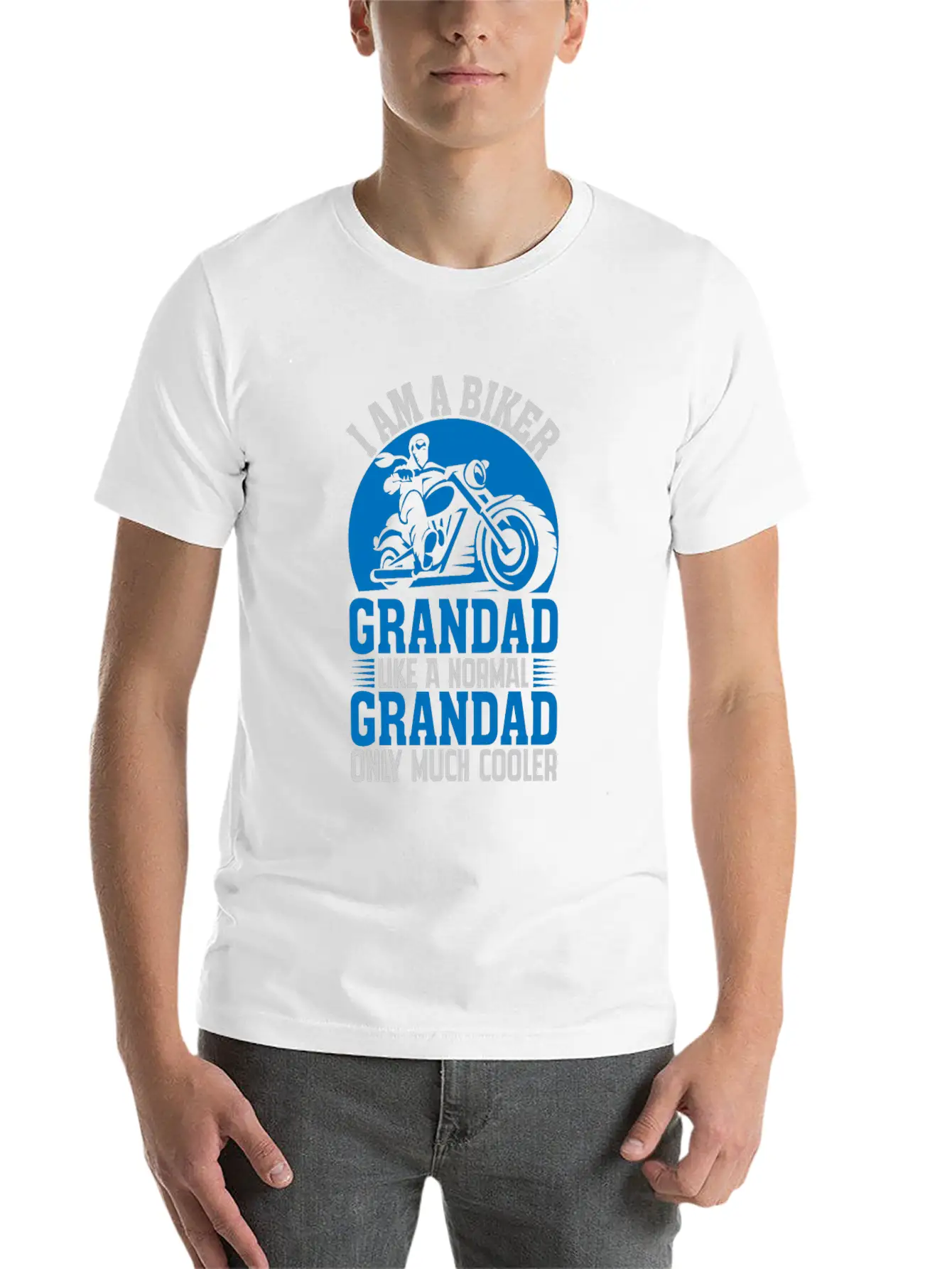 I'M A BIKER GRANDAD LIKE A NORMAL GRANDAD Classic Cotton Tee – Unisex Comfort For Any Season