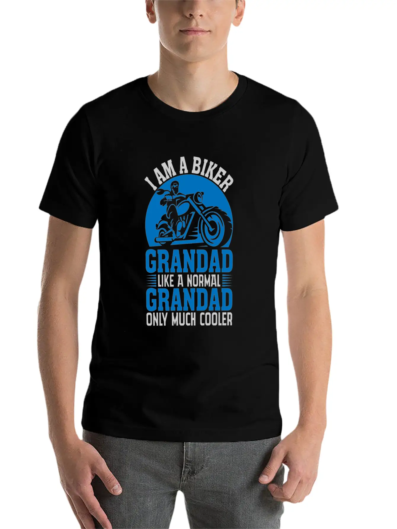 I'M A BIKER GRANDAD LIKE A NORMAL GRANDAD Classic Cotton Tee – Unisex Comfort For Any Season