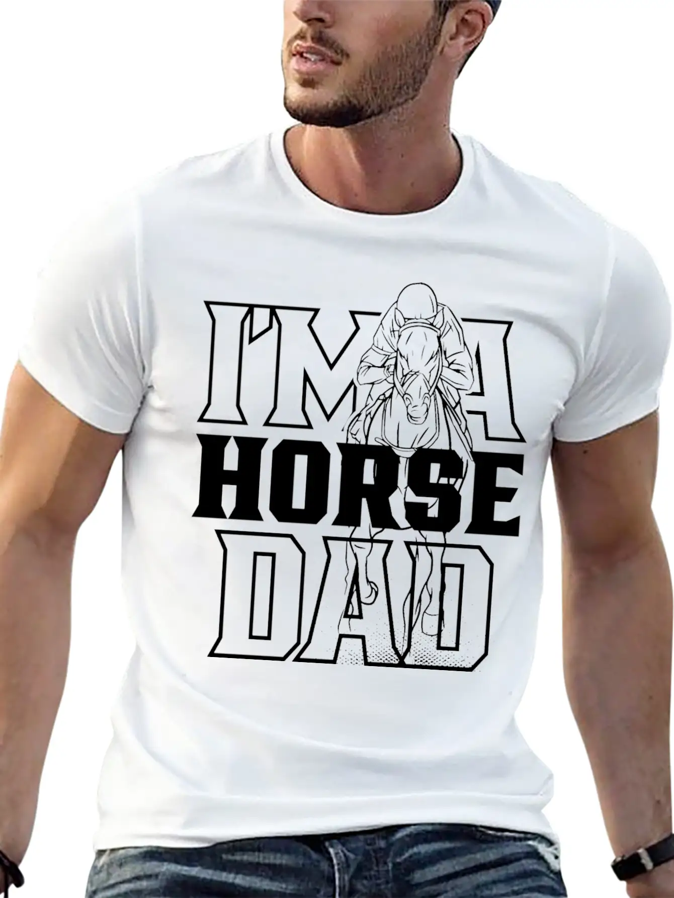 I'm A Horse Dad Equestrian Riding Ride Horses Relaxed Everyday Tee – Lightweight And Durable Cotton