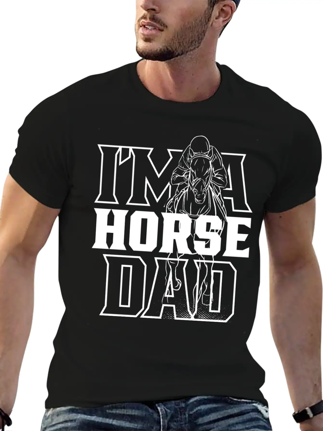 I'm A Horse Dad Equestrian Riding Ride Horses Relaxed Everyday Tee – Lightweight And Durable Cotton