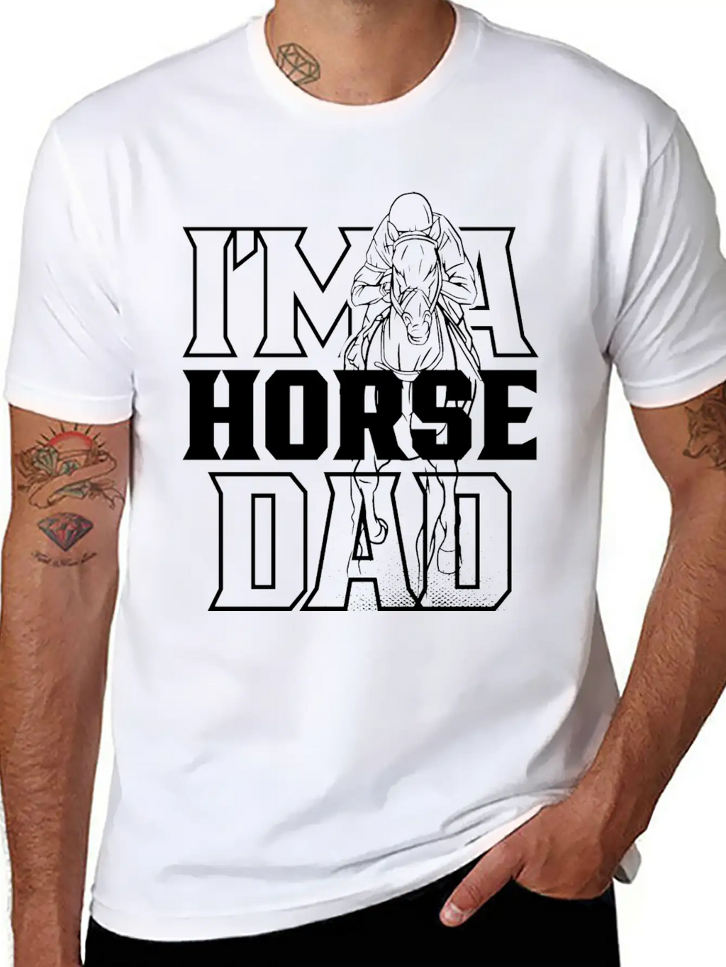 I'm A Horse Dad Equestrian Riding Ride Horses Relaxed Everyday Tee – Lightweight And Durable Cotton