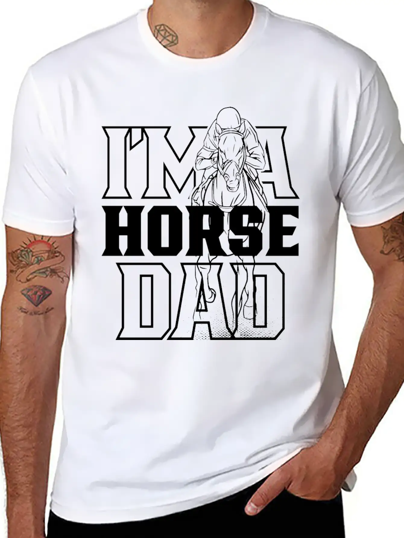 I'm A Horse Dad Equestrian Riding Ride Horses Relaxed Everyday Tee – Lightweight And Durable Cotton