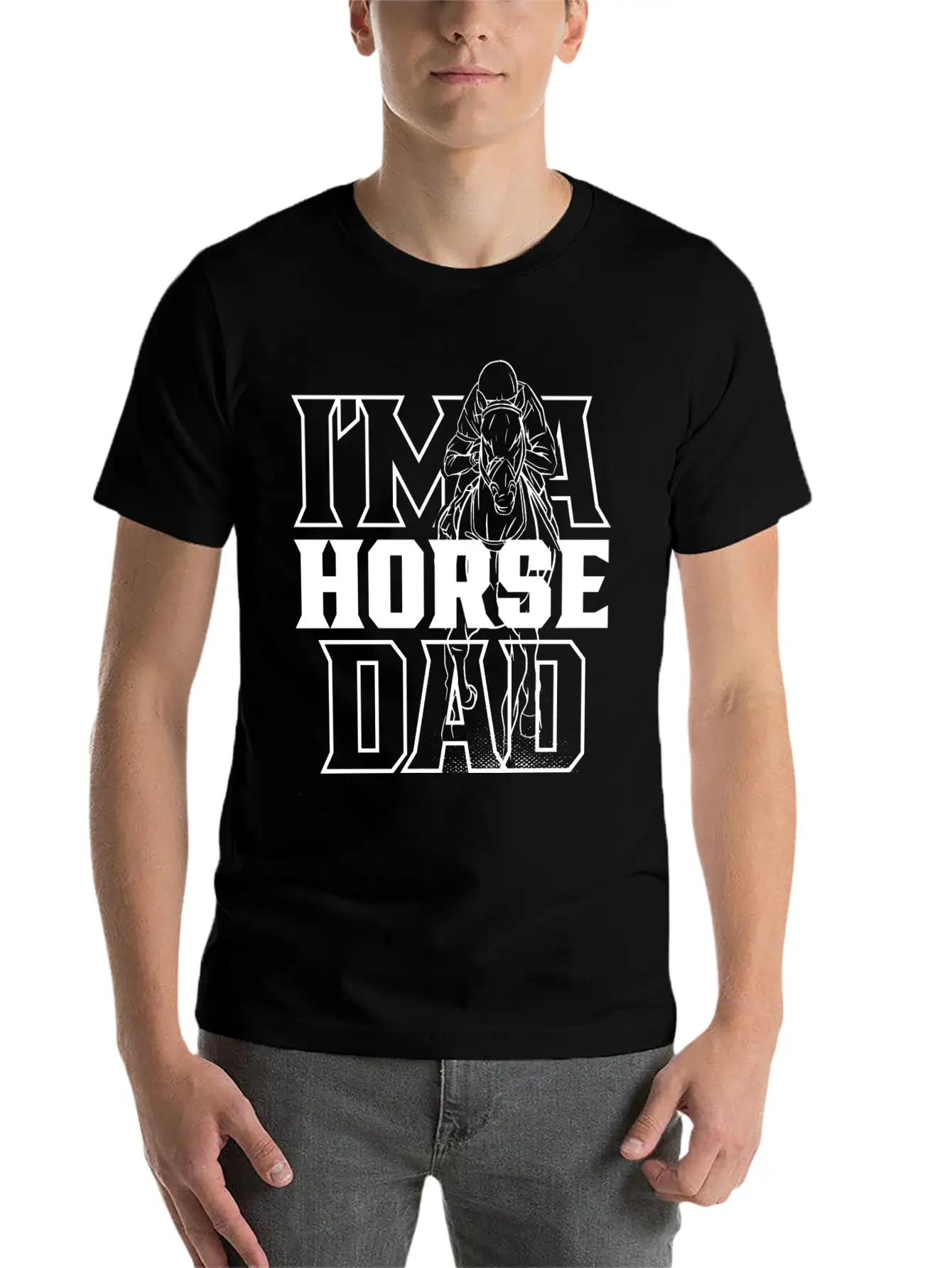 I'm A Horse Dad Equestrian Riding Ride Horses Relaxed Everyday Tee – Lightweight And Durable Cotton