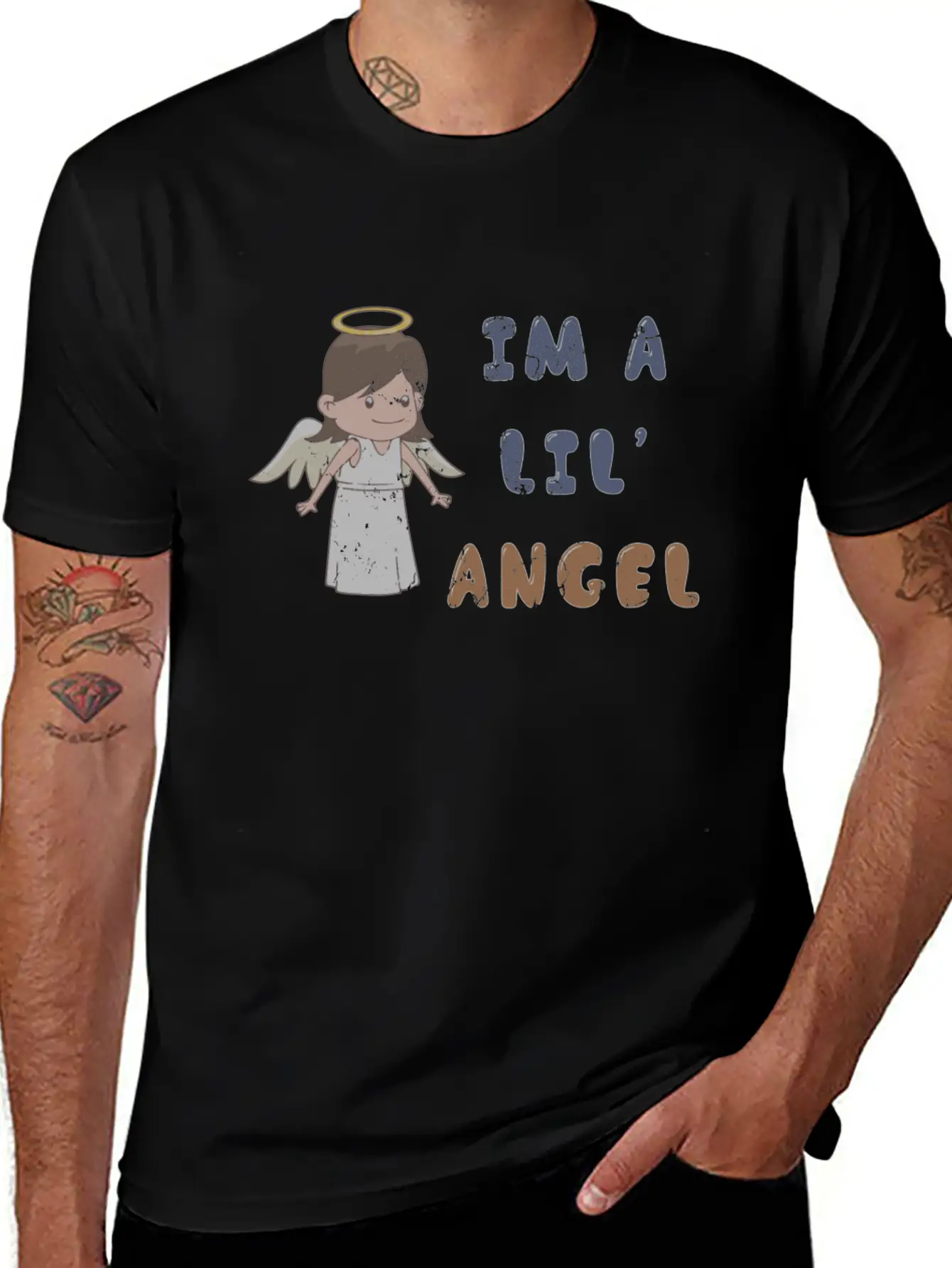 I'm A Lil' Angel 1970s Cute Punk Rock Ironic Breathable Soft Cotton T-Shirt – Timeless Casual Look