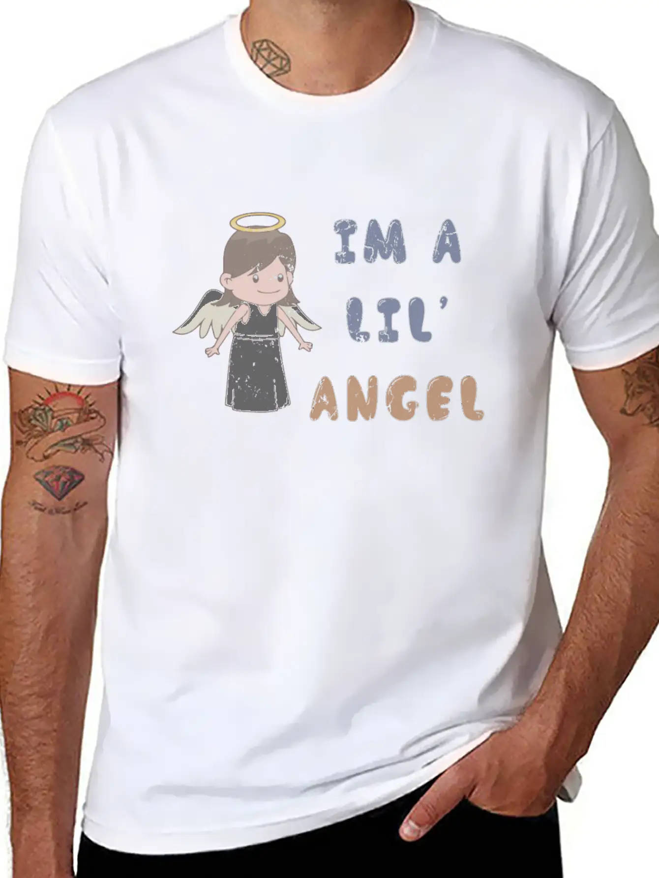I'm A Lil' Angel 1970s Cute Punk Rock Ironic Breathable Soft Cotton T-Shirt – Timeless Casual Look