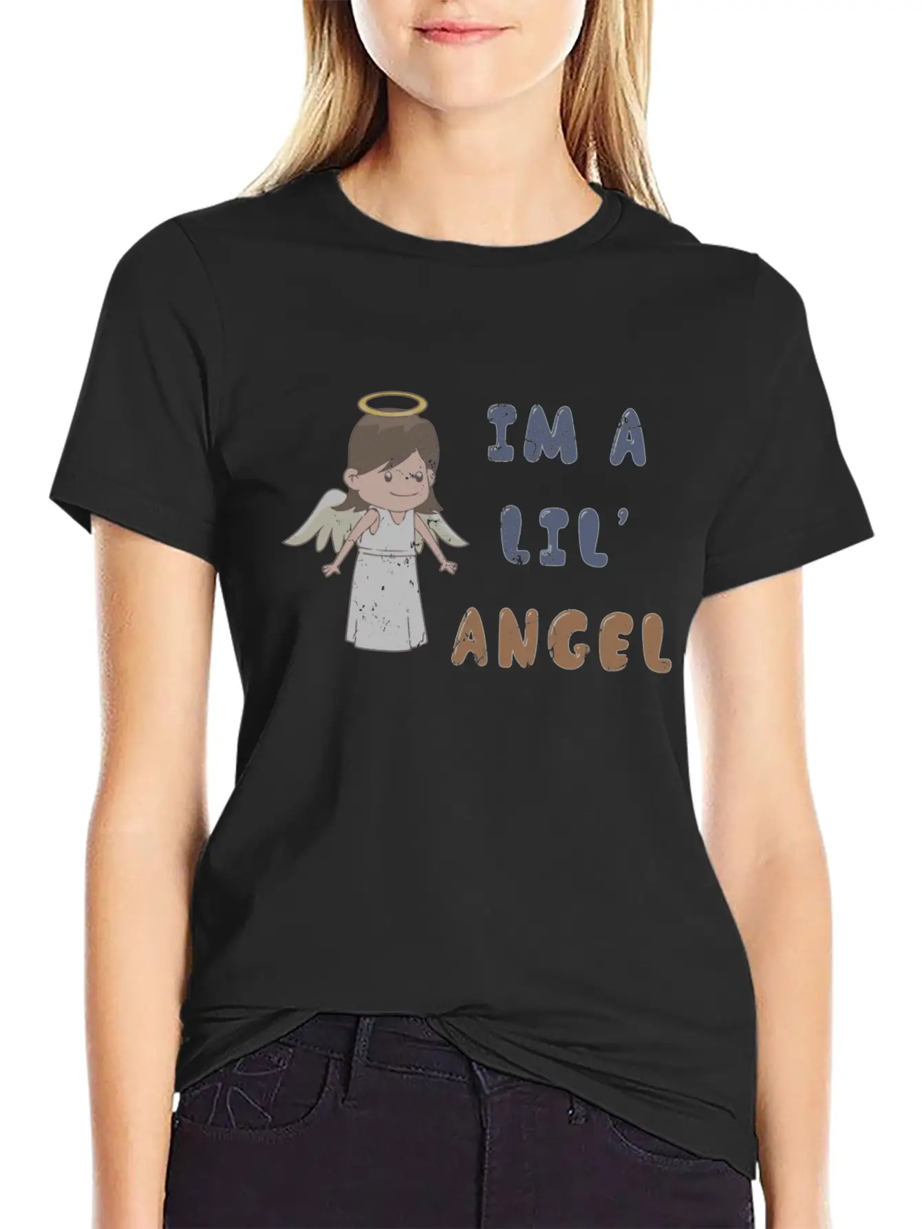 I'm A Lil' Angel 1970s Cute Punk Rock Ironic Breathable Soft Cotton T-Shirt – Timeless Casual Look