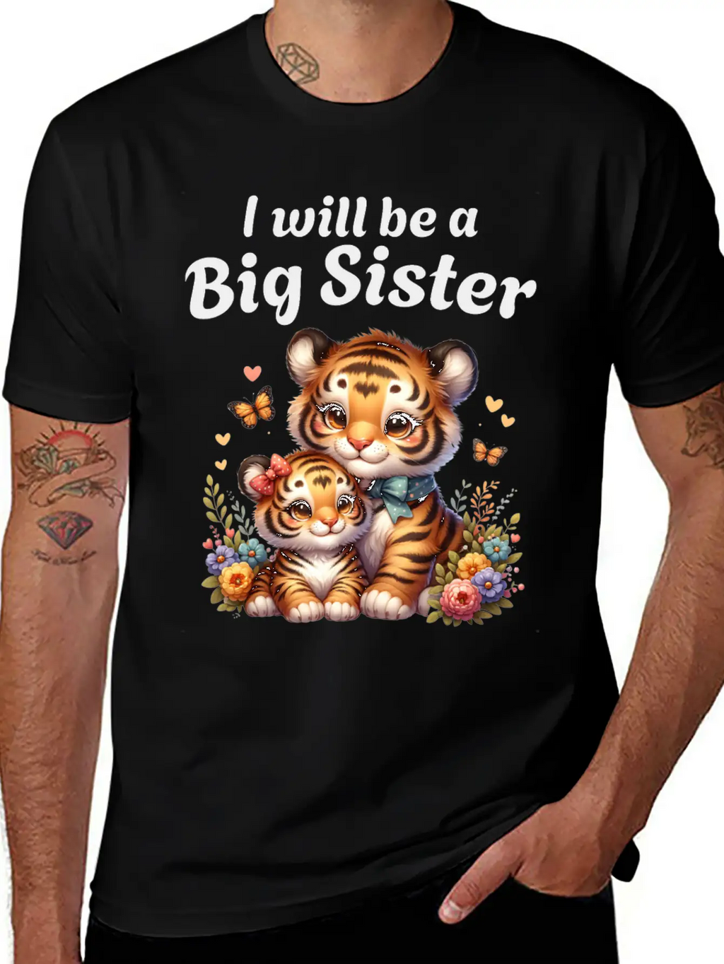 I'm Going To Be A Big Sister Sweet Tigers Breathable Graphic T-Shirt – Perfect For Casual Days