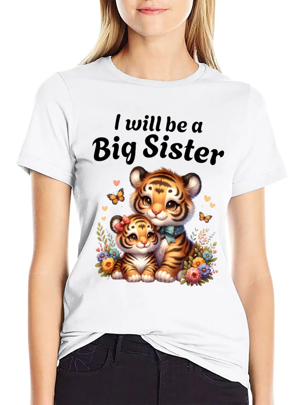 I'm Going To Be A Big Sister Sweet Tigers Breathable Graphic T-Shirt – Perfect For Casual Days