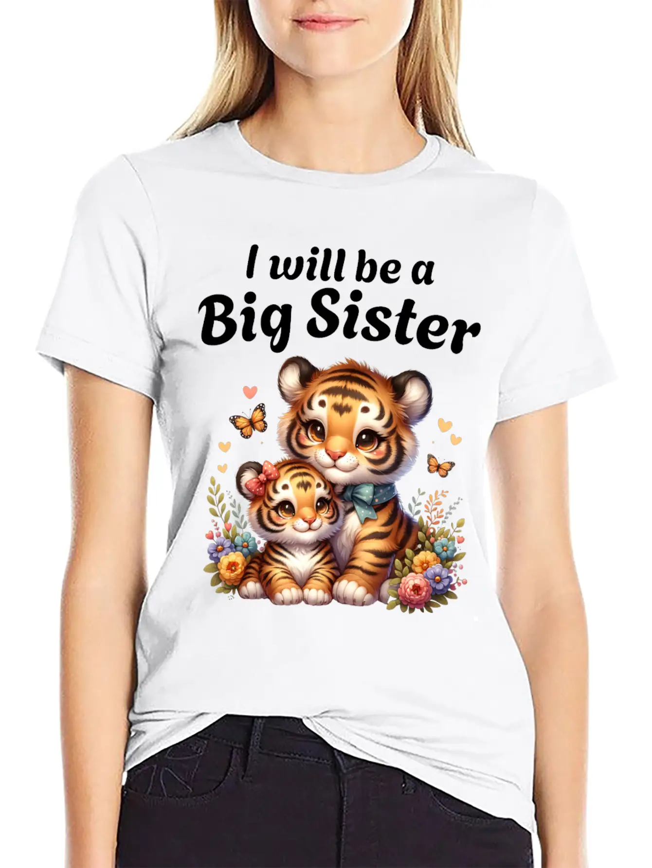 I'm Going To Be A Big Sister Sweet Tigers Breathable Graphic T-Shirt – Perfect For Casual Days