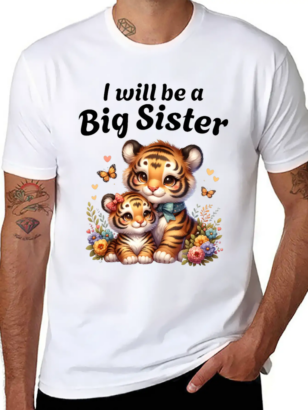 I'm Going To Be A Big Sister Sweet Tigers Breathable Graphic T-Shirt – Perfect For Casual Days