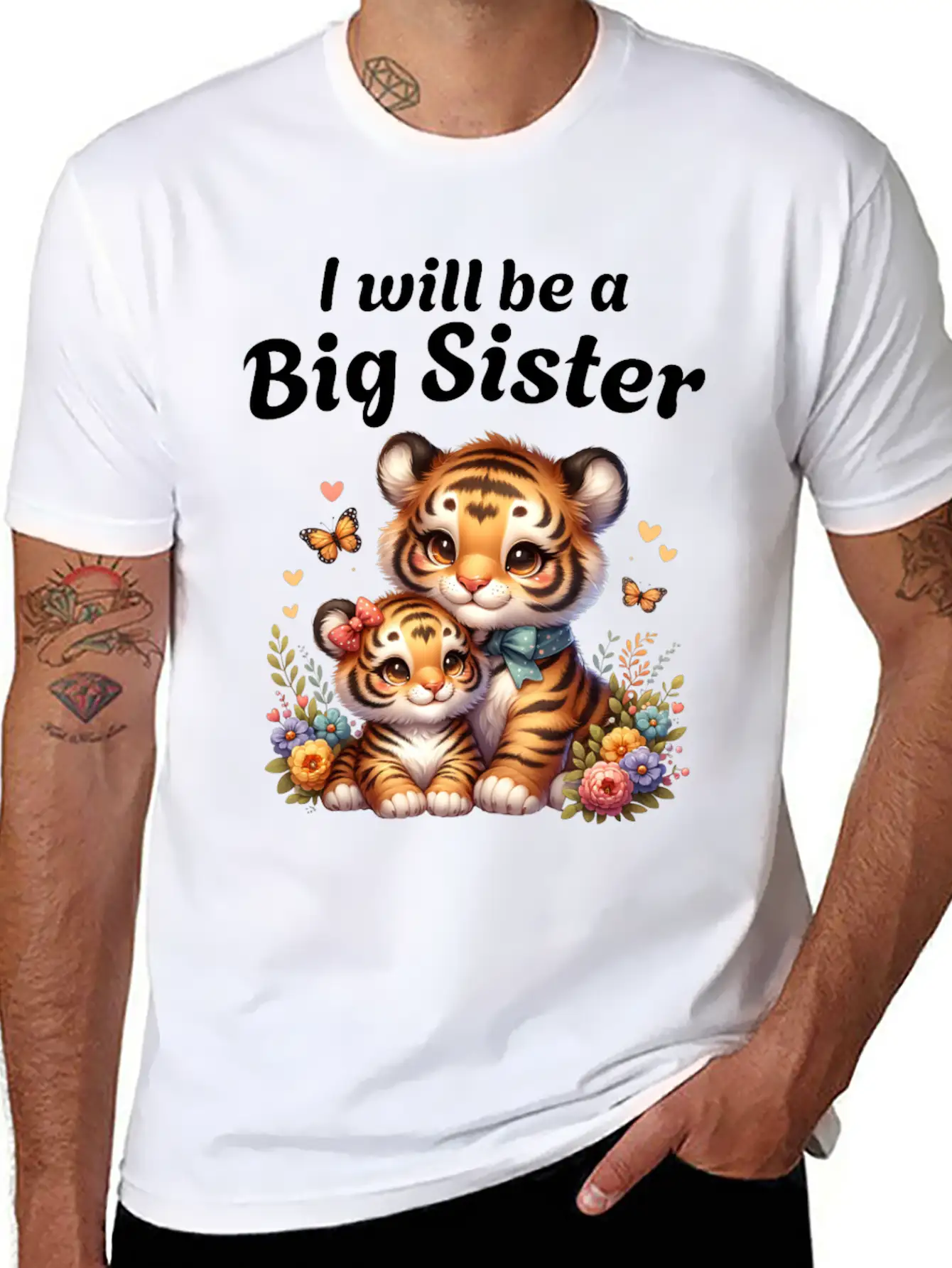 I'm Going To Be A Big Sister Sweet Tigers Breathable Graphic T-Shirt – Perfect For Casual Days
