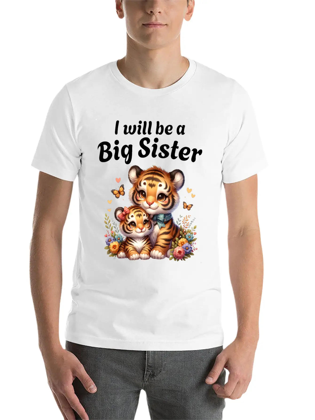 I'm Going To Be A Big Sister Sweet Tigers Breathable Graphic T-Shirt – Perfect For Casual Days