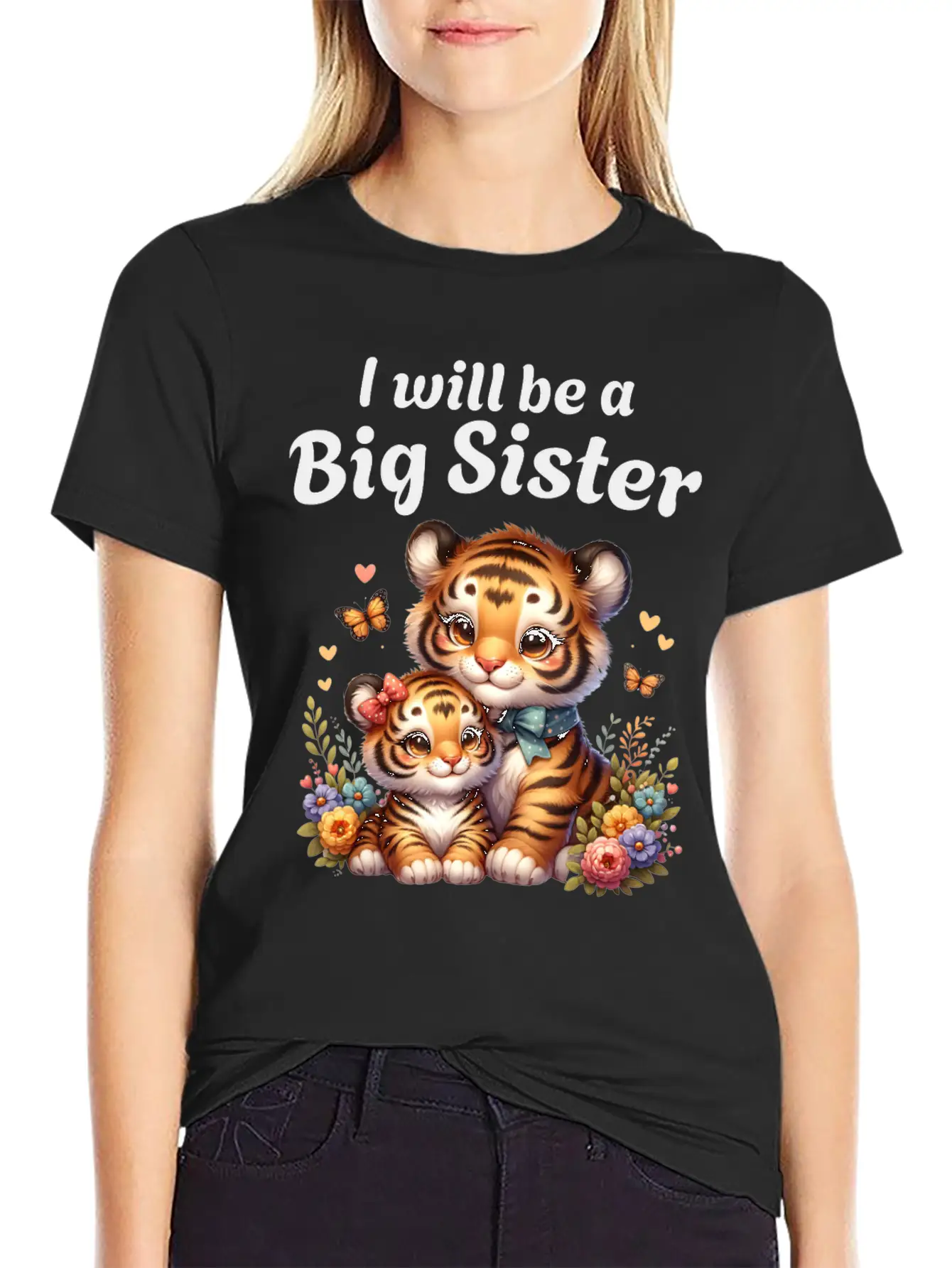I'm Going To Be A Big Sister Sweet Tigers Breathable Graphic T-Shirt – Perfect For Casual Days