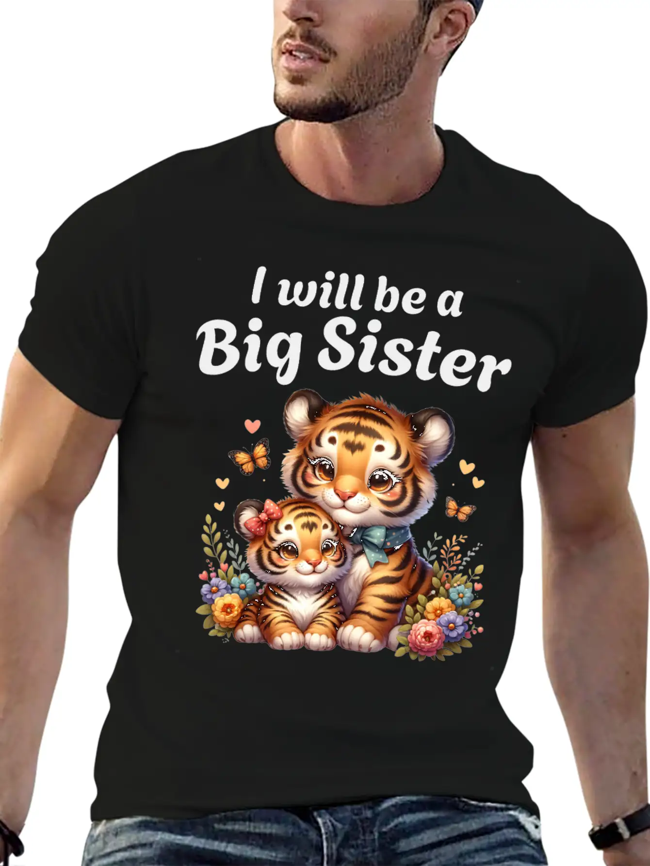 I'm Going To Be A Big Sister Sweet Tigers Breathable Graphic T-Shirt – Perfect For Casual Days