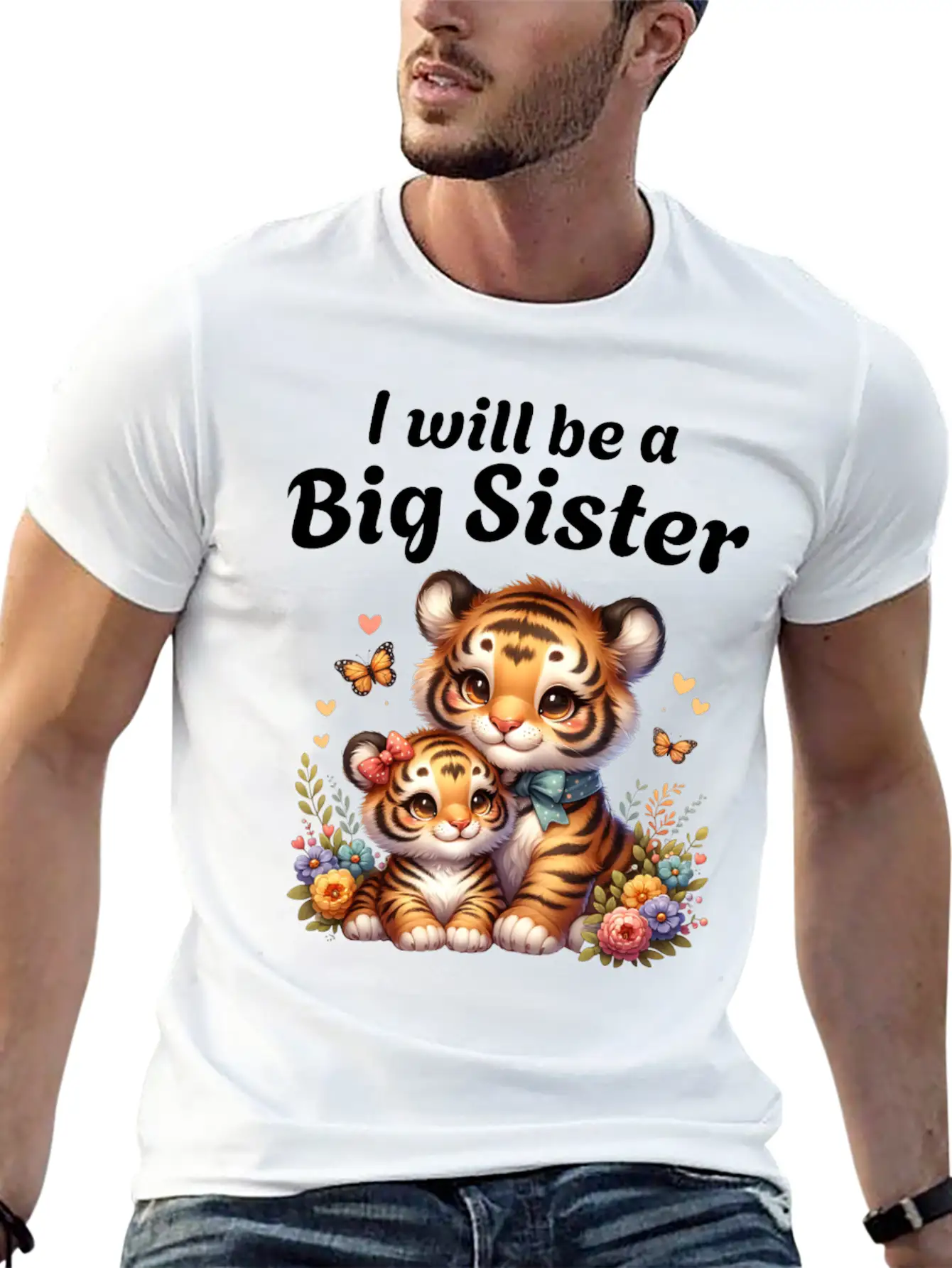 I'm Going To Be A Big Sister Sweet Tigers Breathable Graphic T-Shirt – Perfect For Casual Days