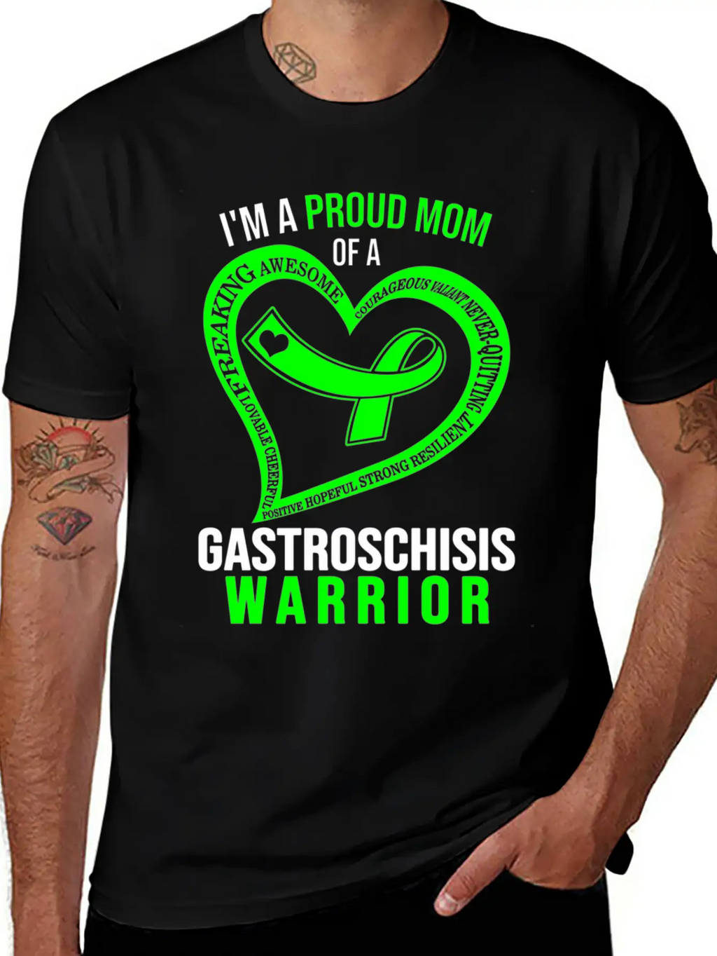 I'M Proud Mom Of Gastroschisis Warrior Green Ribbo Classic Cotton Tee – Unisex Comfort For Any Season