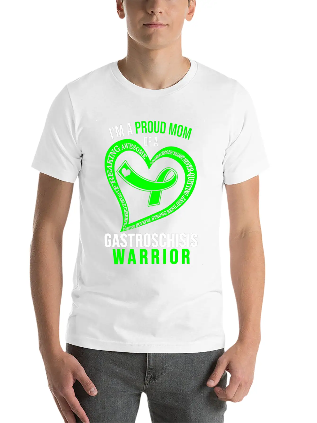 I'M Proud Mom Of Gastroschisis Warrior Green Ribbo Classic Cotton Tee – Unisex Comfort For Any Season