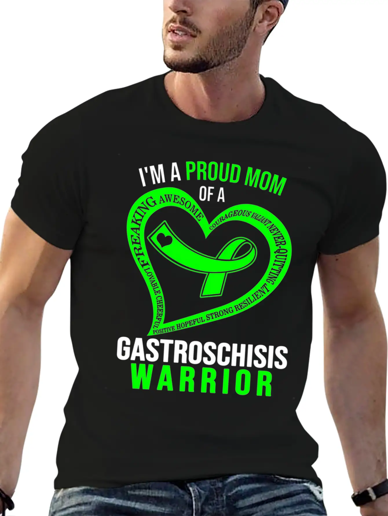 I'M Proud Mom Of Gastroschisis Warrior Green Ribbo Classic Cotton Tee – Unisex Comfort For Any Season