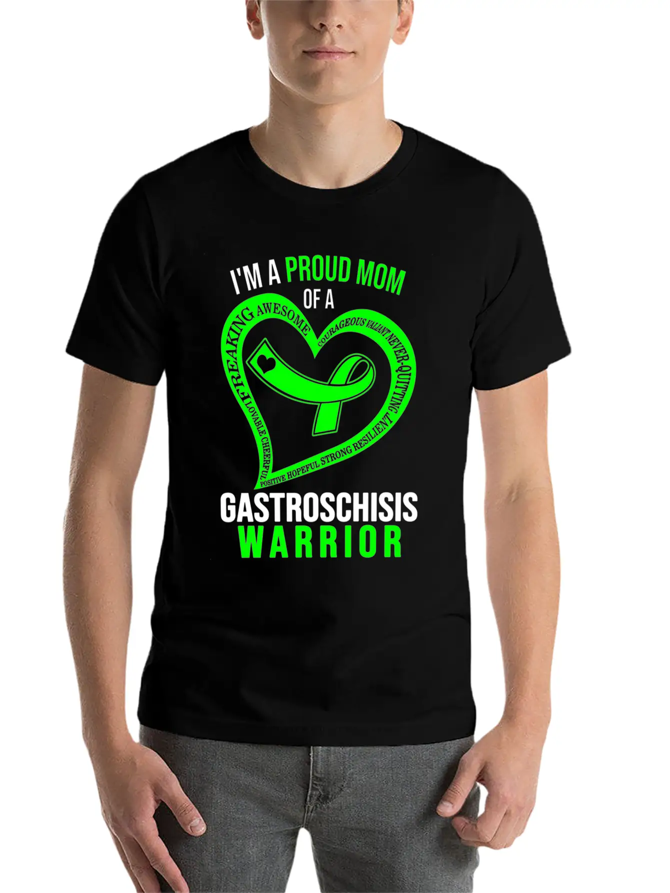 I'M Proud Mom Of Gastroschisis Warrior Green Ribbo Classic Cotton Tee – Unisex Comfort For Any Season