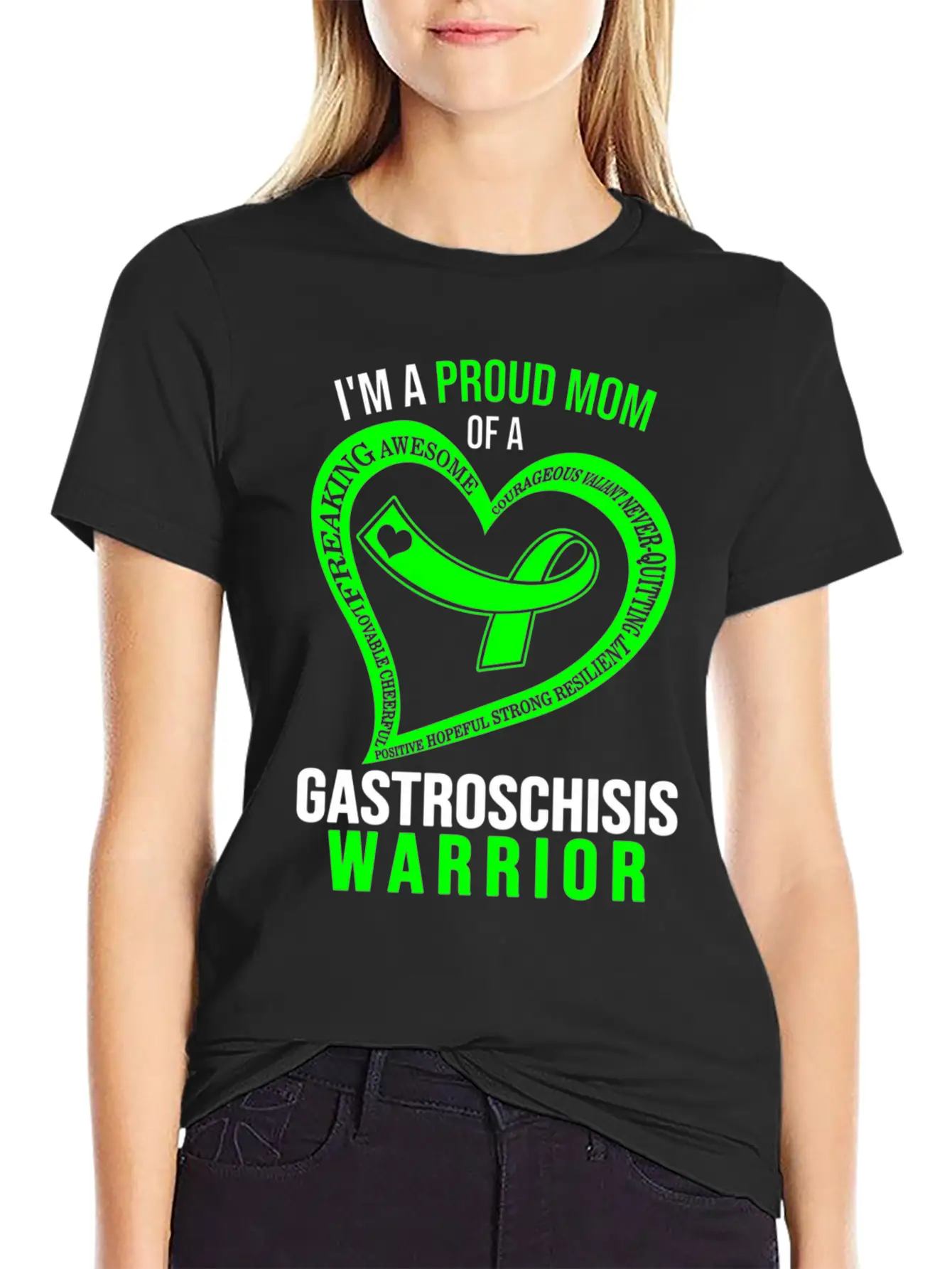 I'M Proud Mom Of Gastroschisis Warrior Green Ribbo Classic Cotton Tee – Unisex Comfort For Any Season