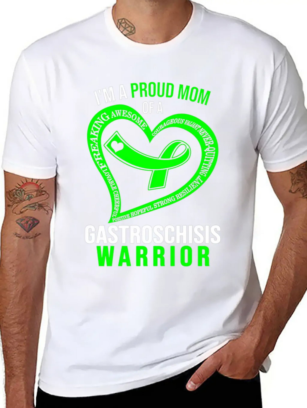 I'M Proud Mom Of Gastroschisis Warrior Green Ribbo Classic Cotton Tee – Unisex Comfort For Any Season