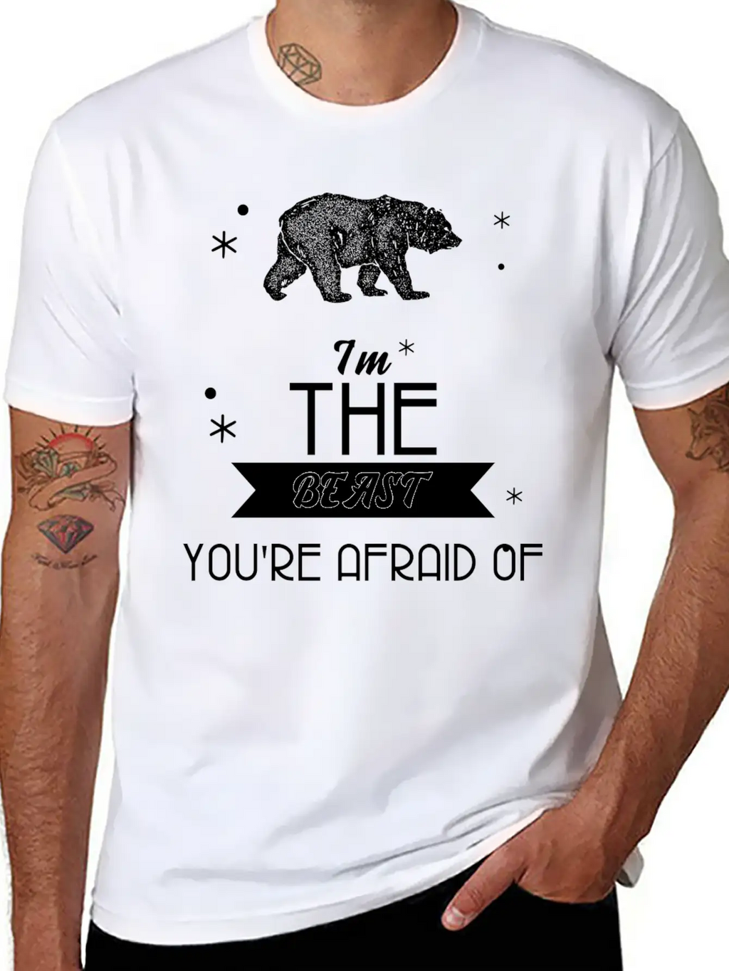 I'm The Beast You're Afraid Of T Shirt Cool Bear Basic Graphic T-Shirt – Daily Comfort In Soft Cotton