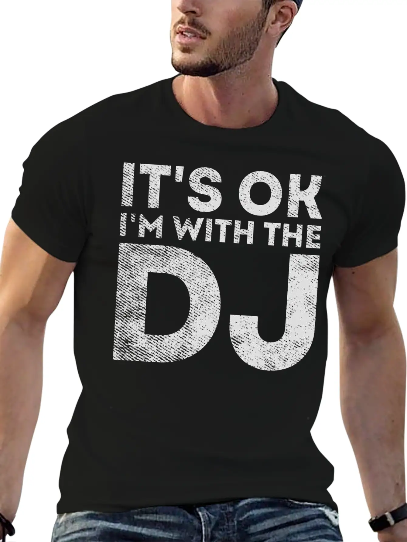 I'm With The DJ - Funny Sarcastic Dj Stylish Everyday T-Shirt – Unisex Basic Cotton Tee