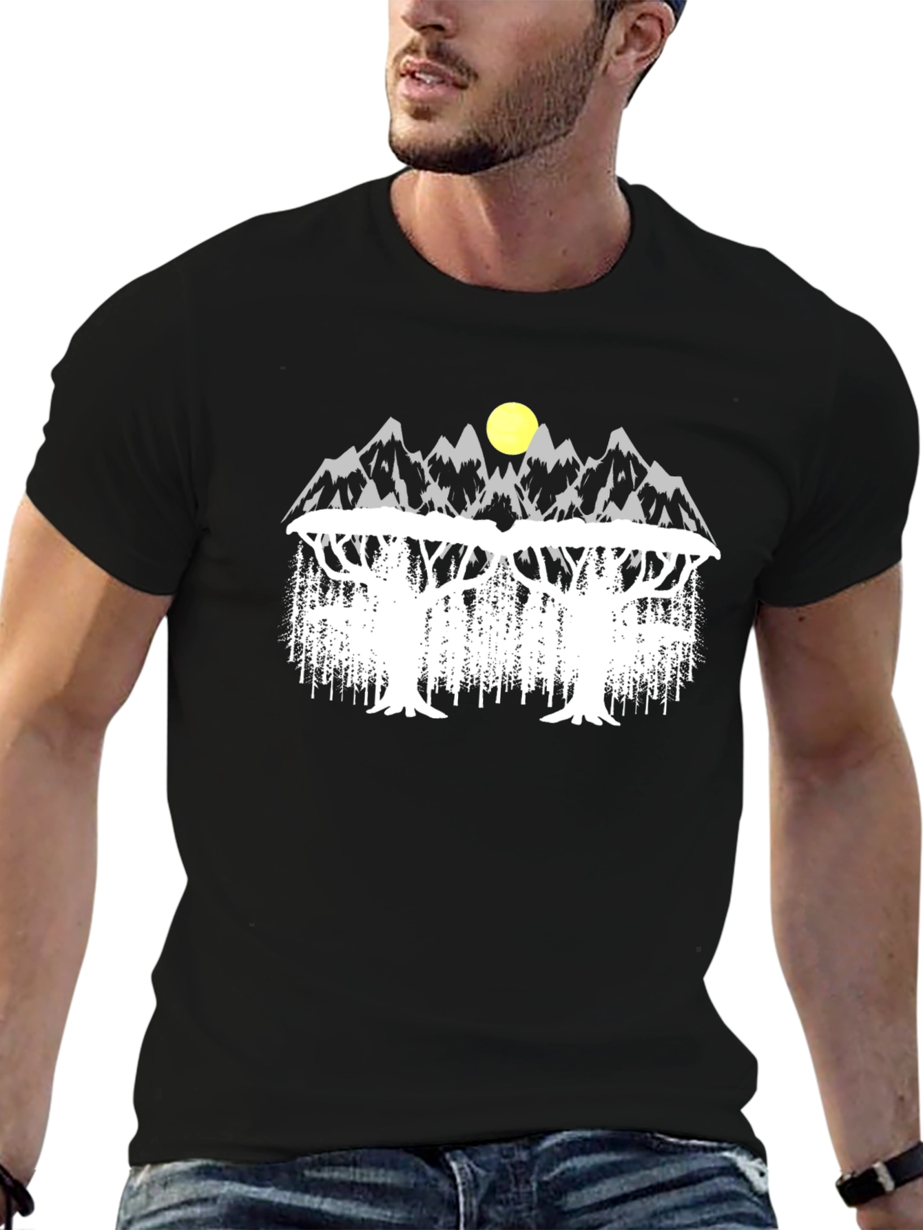 Mountain & Tree Graphic Tee - Nature Inspired Design