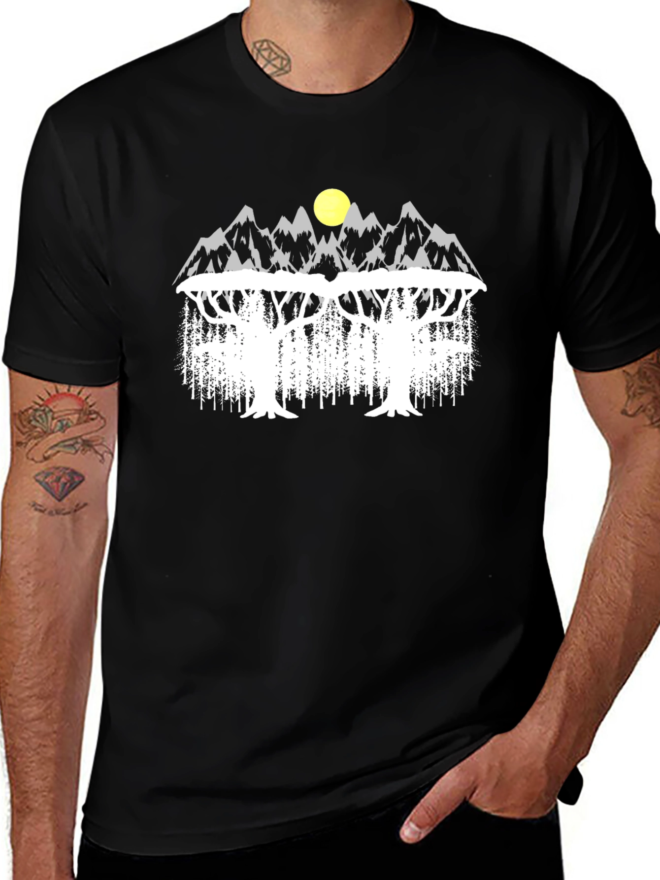 Mountain & Tree Graphic Tee - Nature Inspired Design
