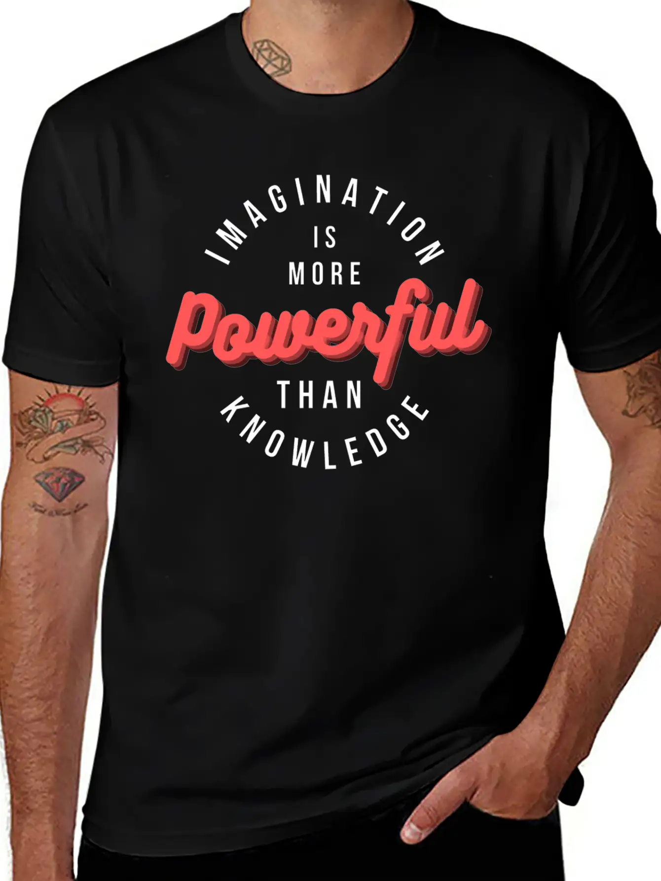 Imagination Is More Powerful Than Knowledge Breathable Graphic T-Shirt – Perfect For Casual Days