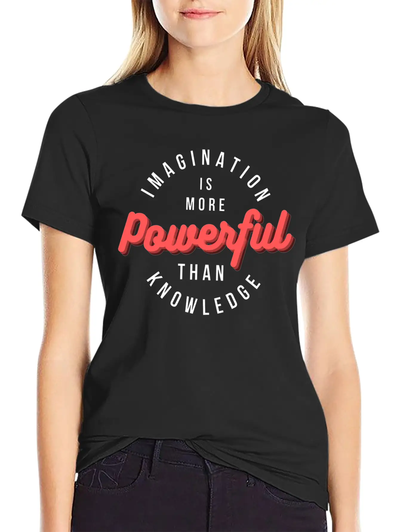 Imagination Is More Powerful Than Knowledge Breathable Graphic T-Shirt – Perfect For Casual Days