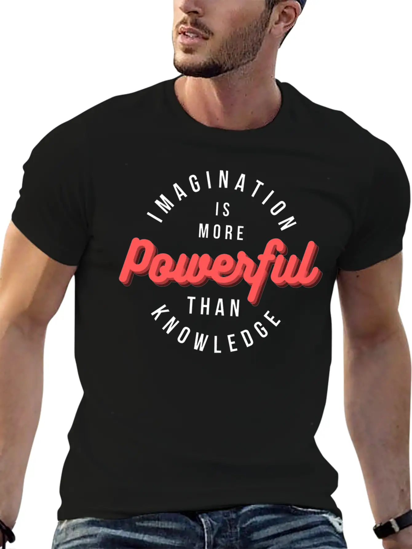 Imagination Is More Powerful Than Knowledge Breathable Graphic T-Shirt – Perfect For Casual Days