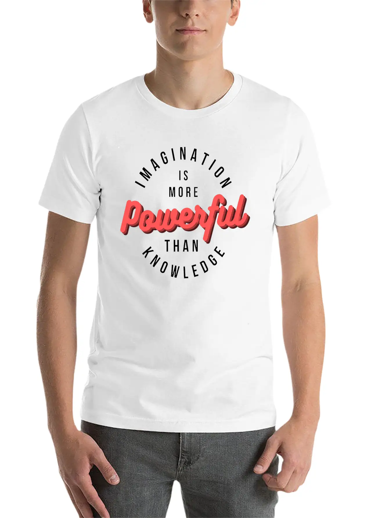Imagination Is More Powerful Than Knowledge Breathable Graphic T-Shirt – Perfect For Casual Days