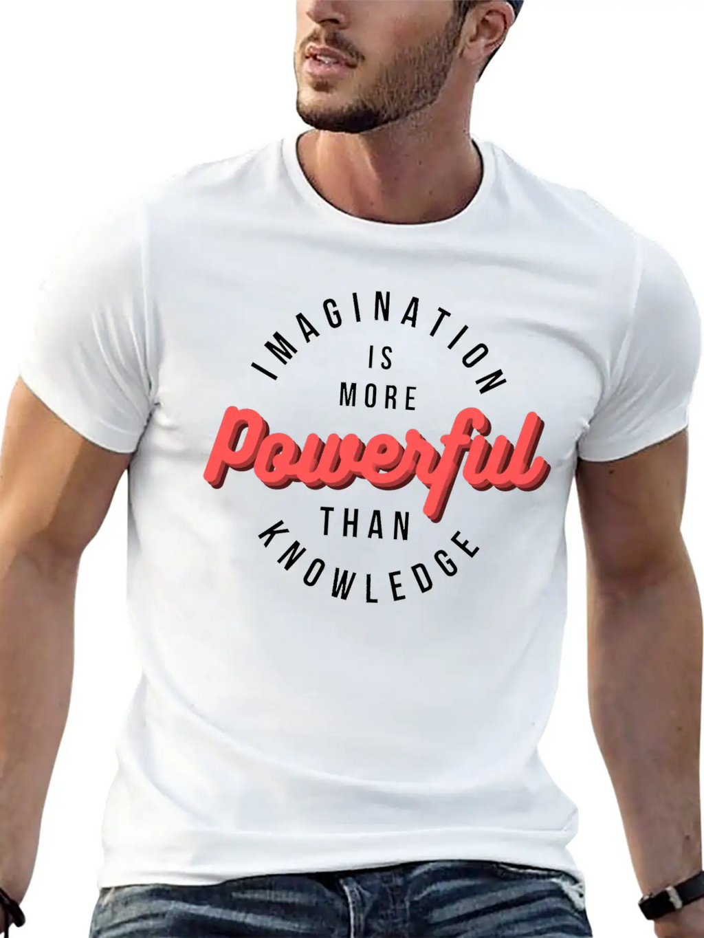 Imagination Is More Powerful Than Knowledge Breathable Graphic T-Shirt – Perfect For Casual Days