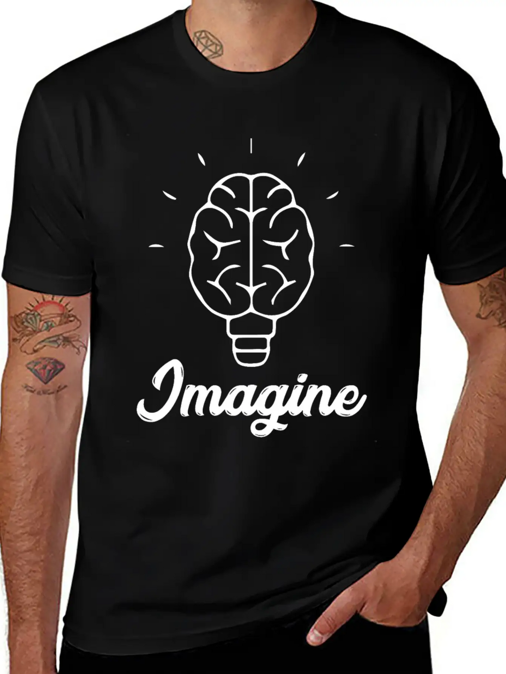 Imagine Brain Bulb Basic Graphic T-Shirt – Daily Comfort In Soft Cotton