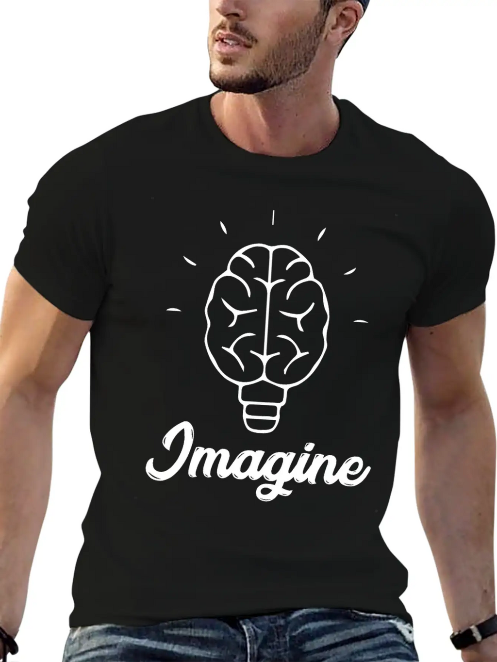 Imagine Brain Bulb Basic Graphic T-Shirt – Daily Comfort In Soft Cotton