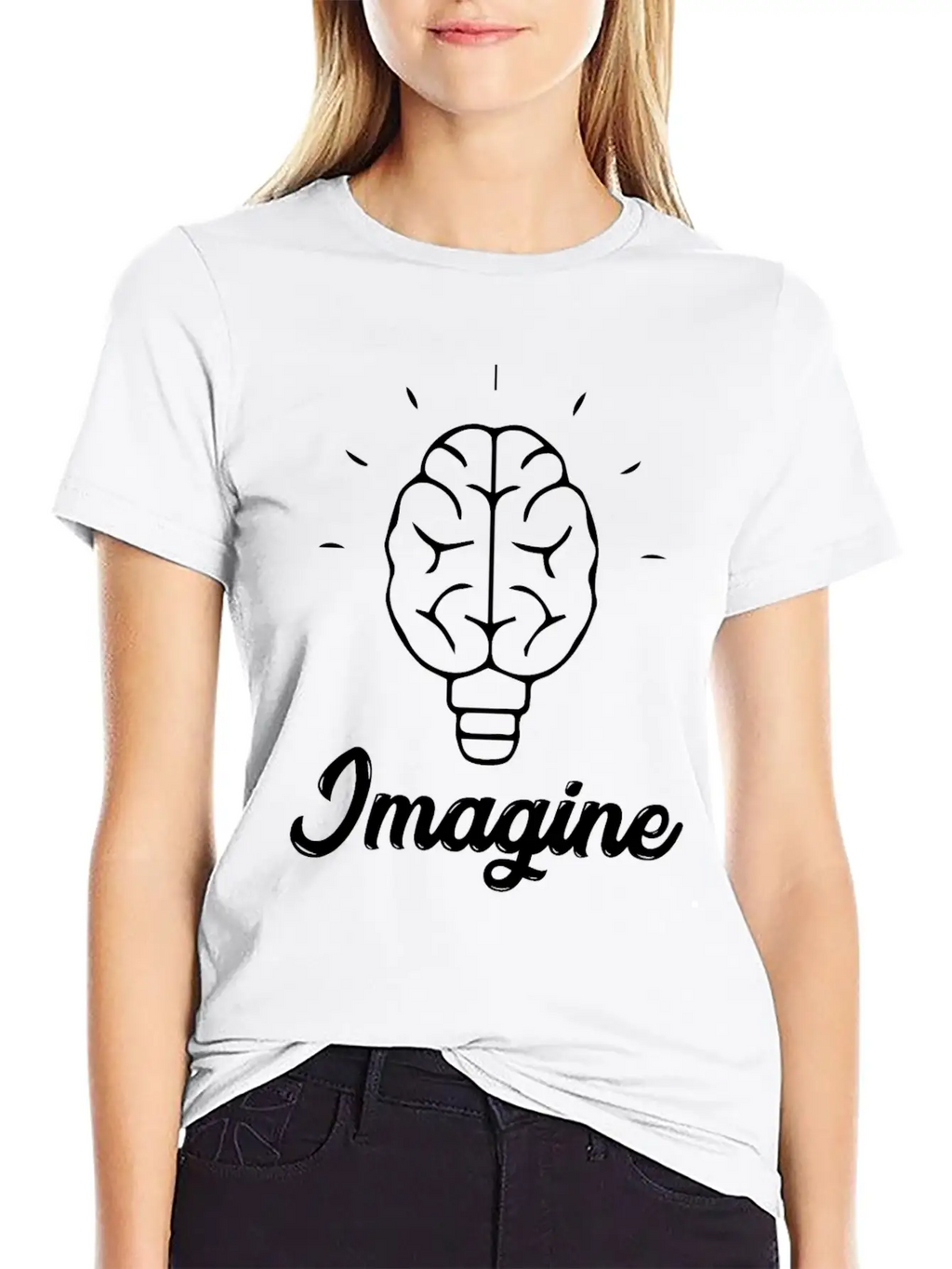 Imagine Brain Bulb Basic Graphic T-Shirt – Daily Comfort In Soft Cotton