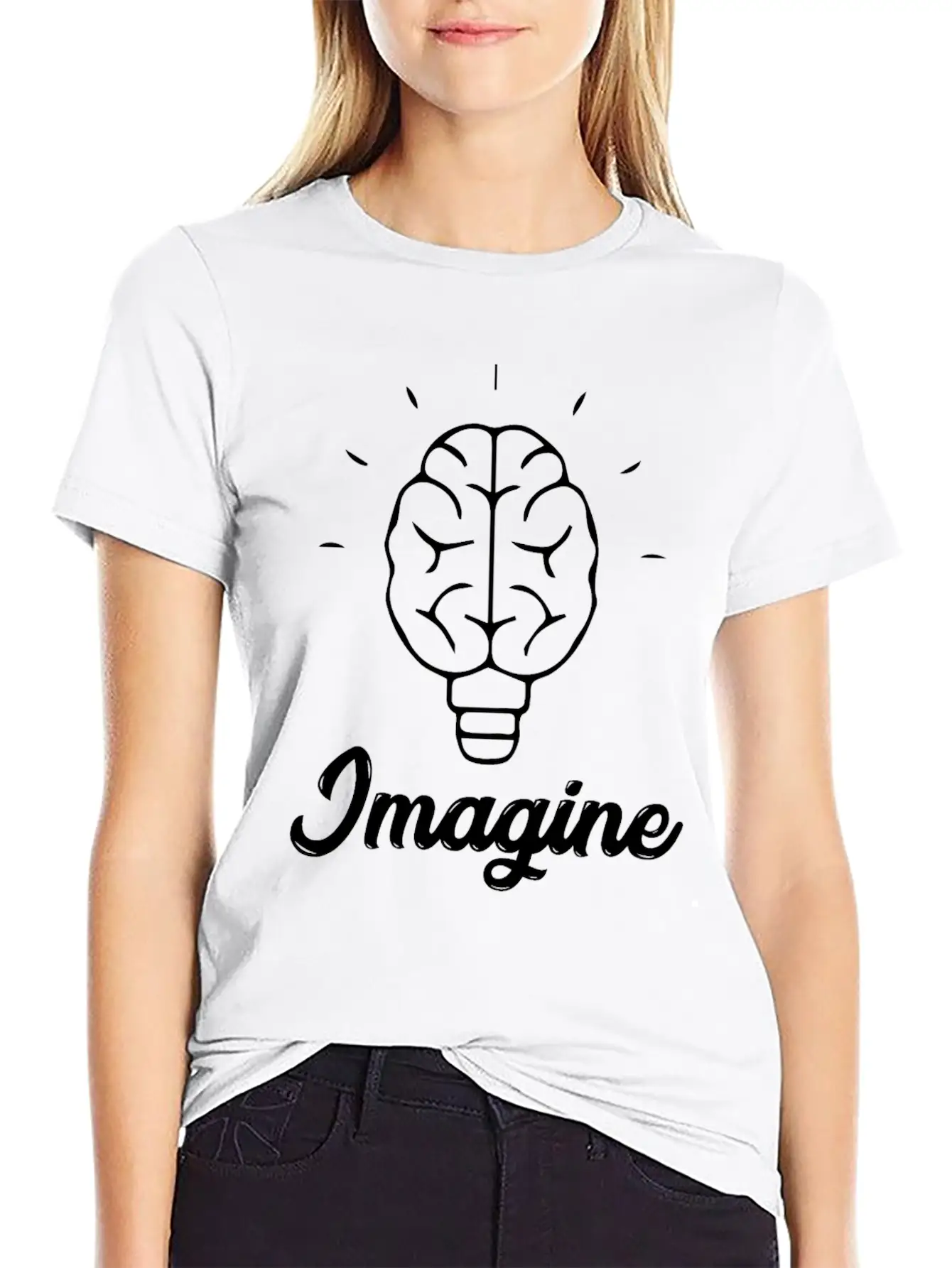 Imagine Brain Bulb Basic Graphic T-Shirt – Daily Comfort In Soft Cotton