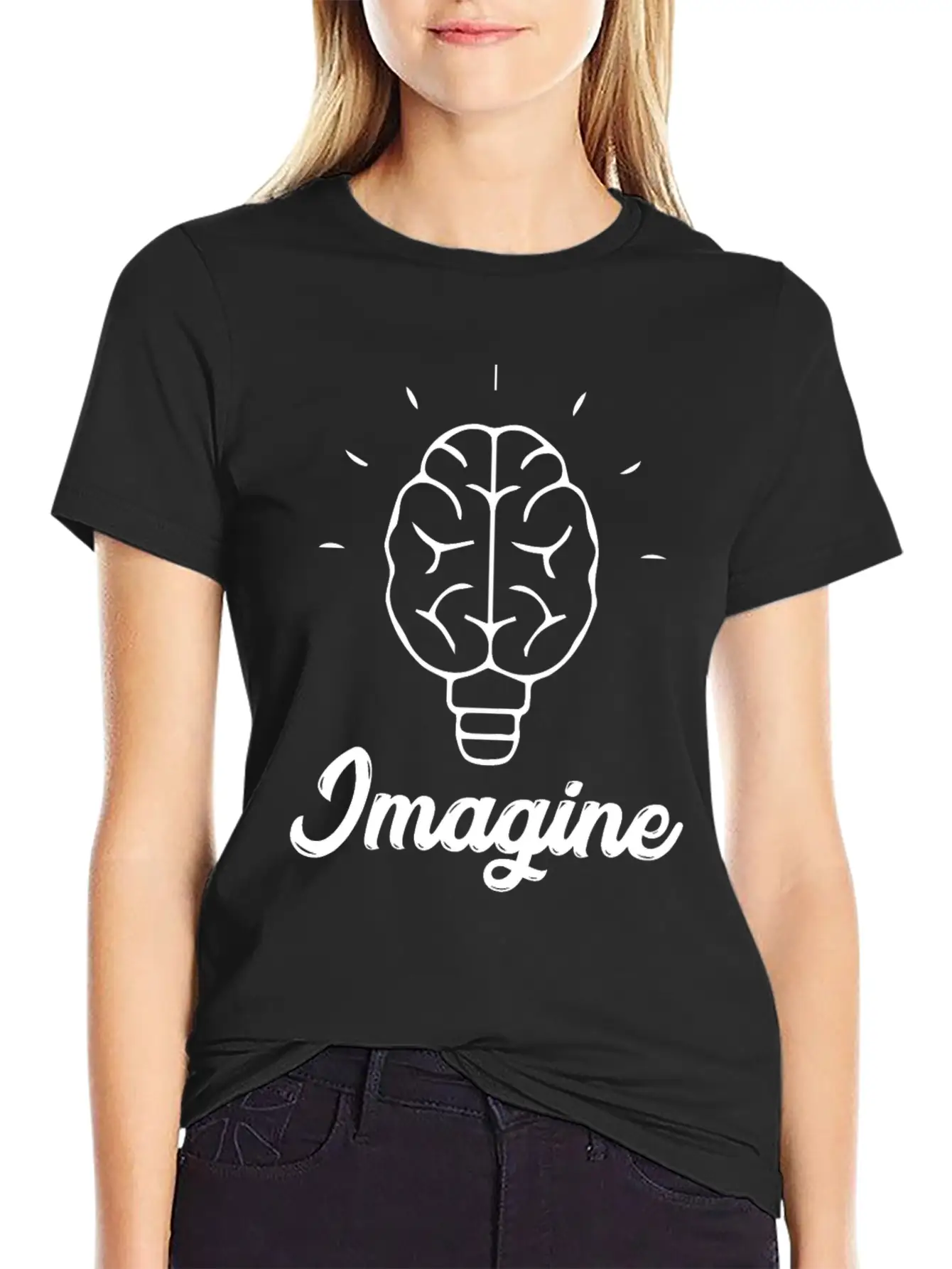 Imagine Brain Bulb Basic Graphic T-Shirt – Daily Comfort In Soft Cotton