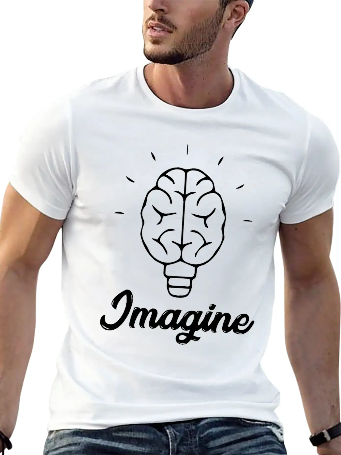 Imagine Brain Bulb Basic Graphic T-Shirt – Daily Comfort In Soft Cotton