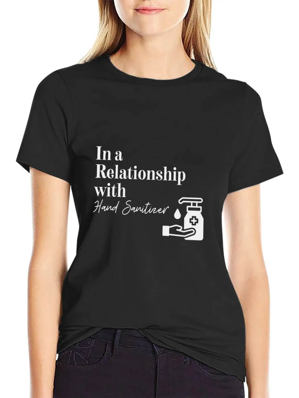 In A Relationship With Hand Sanitizer Basic Graphic T-Shirt – Daily Comfort In Soft Cotton