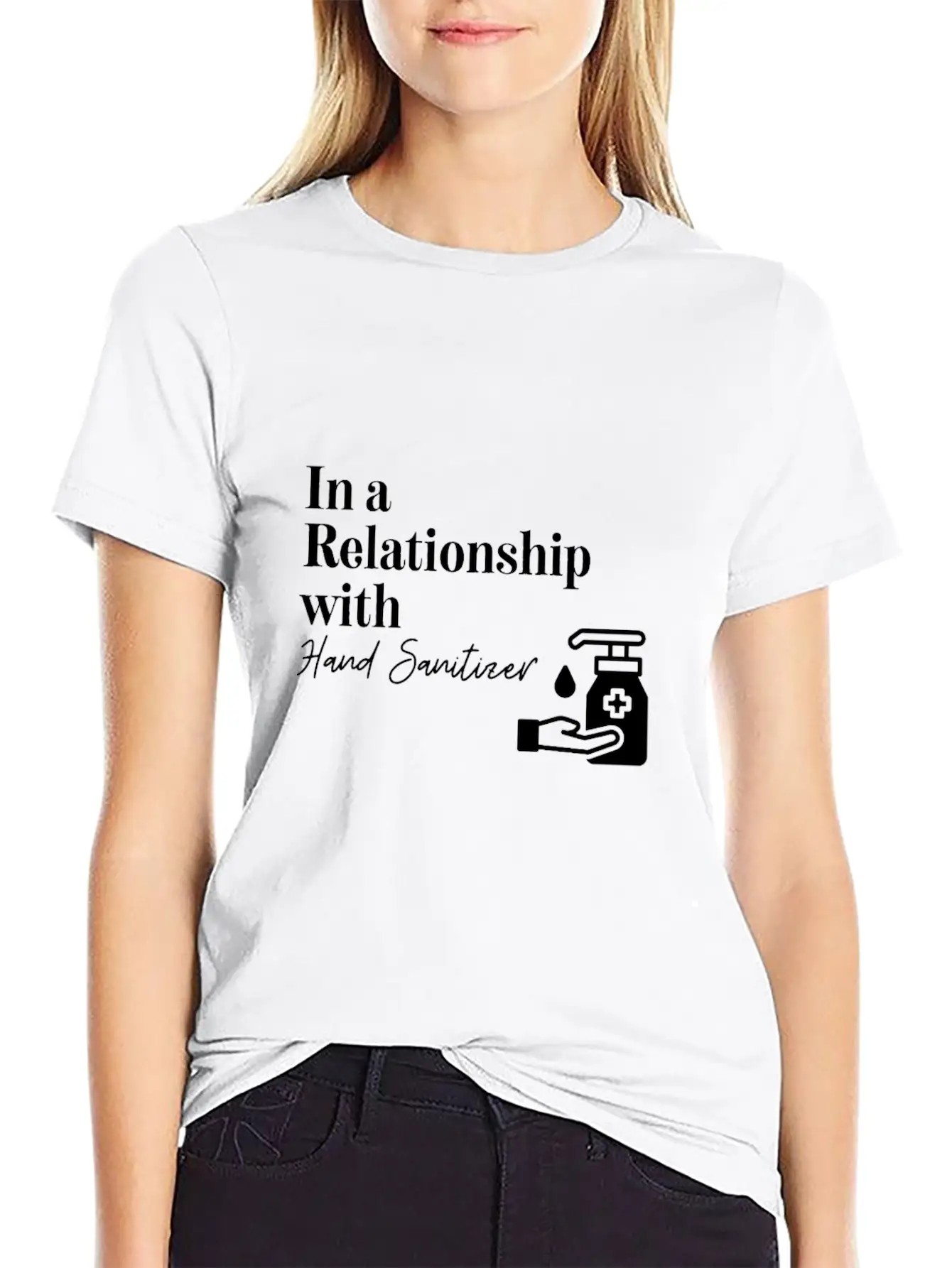 In A Relationship With Hand Sanitizer Basic Graphic T-Shirt – Daily Comfort In Soft Cotton