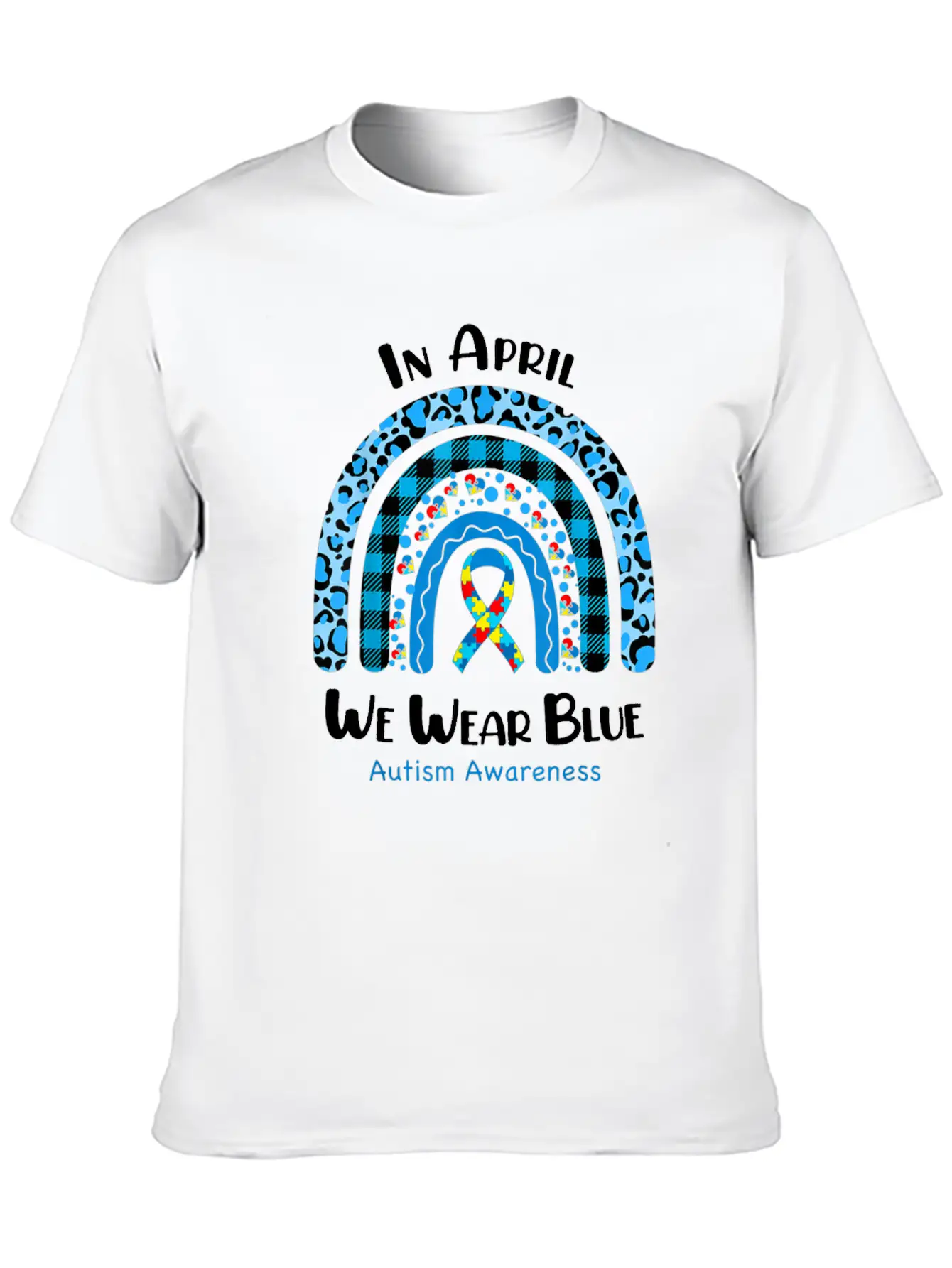 In April We Wear Blue Autism Awareness Breathable Graphic T-Shirt – Perfect For Casual Days