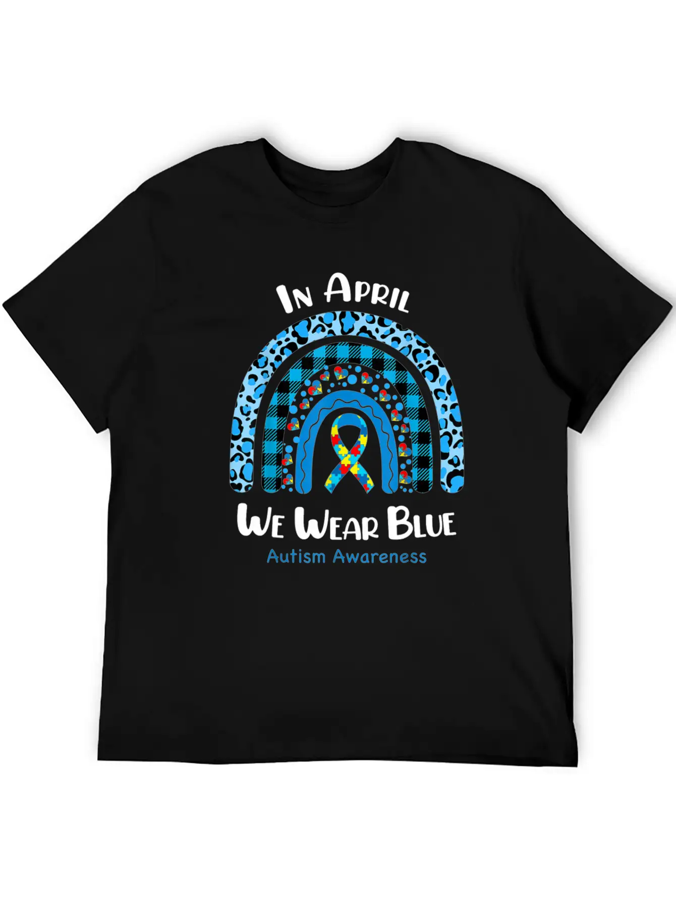 In April We Wear Blue Autism Awareness Breathable Graphic T-Shirt – Perfect For Casual Days